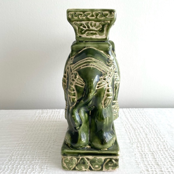 1960s Chinese Elephant Garden Seat Ceramic Sculpture, green 10” - Picture 5 of 12